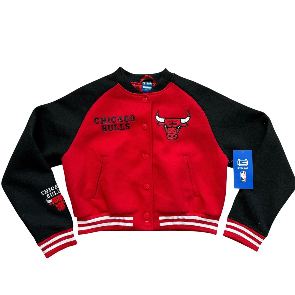 Ultra Game‎ NBA Chicago Bulls Varsity Jacket Womens Large Red Black NWT